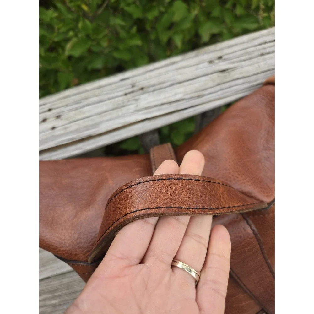 Portland Leather Goods Retired Roll Top Leather Backpack Nutmeg